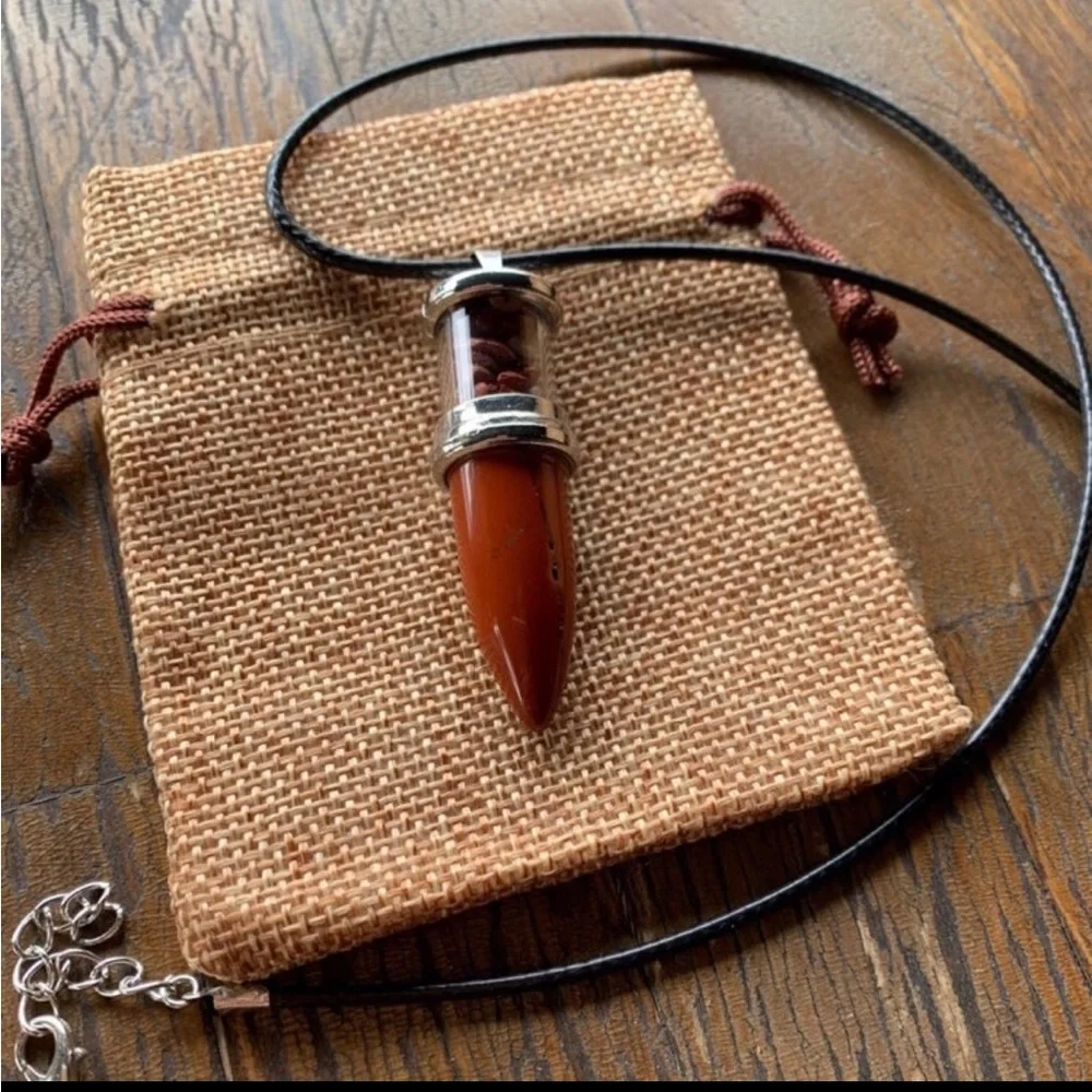 Red Jasper Necklace Crystal Bullet Necklace Unisex Red Jasper Necklace